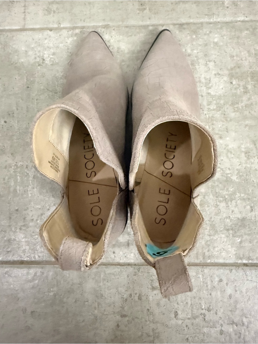 Sole Society Taupe Croc-Textured Pointed Ankle Booties - Picture 6 of 7